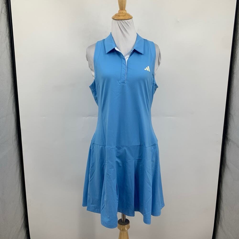 Adidas Dress Women L Large Blue Ultimate365 Tour Pleated Sleeveless Golf Pockets - Picture 2 of 14